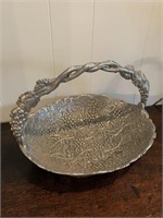 Arthur Court Metal Serving Basket Grape Motif