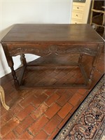 English Oak Carved Rectangular Table with Drawer