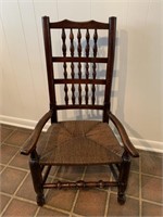 Vintage Wooden Chair w/ Turnings and Rush Seat
