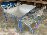 Aluminum Glass Top Patio Table and 4 Chairs