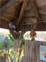 Three Colorful Hanging Parrots