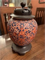 Ginger Jar with Wooden Lid and Base