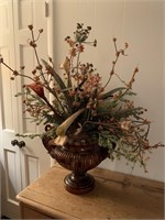Floral Arrangement in Swan Handled Stoneware Urn