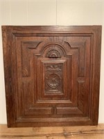 Carved Antique Oak Panel with Moulding Trim