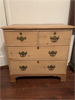 Antique 4 Drawer Pine Chest. Two over Two Style
