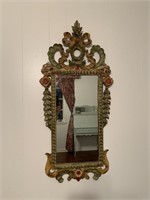 Italian Ornate Polychrome Decorated Wall Mirror