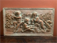 Plaster Wall Plaque 3 Cherubs Playing Instruments