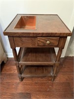 Unique Accent Table with Inset Copper Flower Box