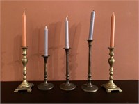 Lot of 5 Brass candle sticks