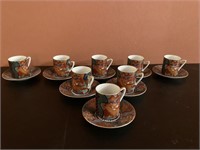 Japanese Imari Set of 8 Small Teacups and Saucers