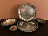 Silver plated serving trays & dishes