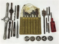 Lot of VTG Small Taps & Dies - Drill Bits - Paddle