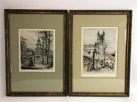 VTG Paul Geissler Hand Colored Signed Lithographs