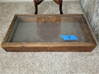 Wooden Display Case w/Glass 30"Wx16"x4"D
