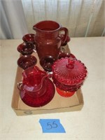 Assorted Ruby Glass Cup Set