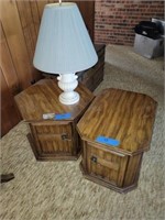 2 Matching End Tables w/ Lamp 26" x 19" x 21" &