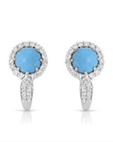 14KT White Gold 1.96ctw Turquoise and Diamond Earr