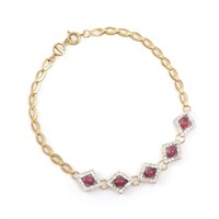 Plated 18KT Yellow Gold 3.25ctw Ruby and Diamond B