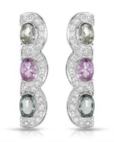 14KT White Gold 3.39ctw Multi Color Sapphire and D