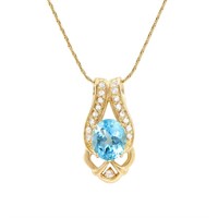 Plated 18KT Yellow Gold 6.00ctw Blue and White Top