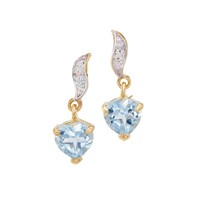 Plated 18KT Yellow Gold 1.65ctw Blue Topaz and Dia