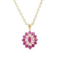 Plated 18KT Yellow Gold 1.30ctw Ruby and Diamond P