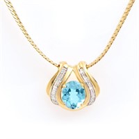 Plated 18KT Yellow Gold 6.00ct Blue Topaz and Diam
