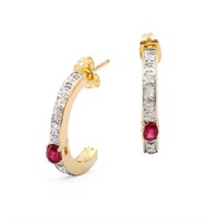 Plated 18KT Yellow Gold 0.50ctw Ruby and Diamond E