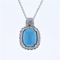 14KT White Gold 7.13ct Turquoise and Diamond Penda