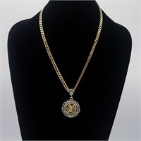 Mens 14K Gold Plated 50 Cent Peso Pendant