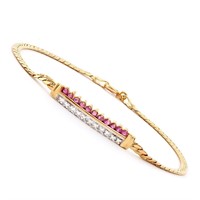 Plated 18KT Yellow Gold 0.51ctw Ruby and Diamond B