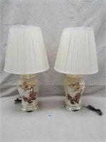 PAIR OF GLASS GINGER JAR STYLE LAMPS: