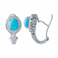 14KT White Gold 3.66ctw Turquoise and Diamond Earr