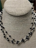 (3) Sterling Silver & Black Bead Necklaces
