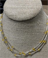 (3) Sterling Silver & Yellow Bead Necklaces