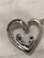 Sterling Silver & Diamond Necklace w/ Mother &