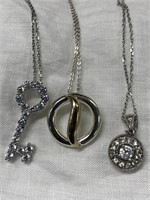 (3) Sterling Silver Necklaces w/ Sterling Pendants