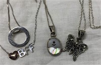 (4) Sterling Silver Necklaces w/ Sterling Pendants