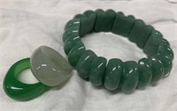 (2) Polished Jade Rings & (1) Jade Bracelet