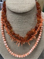(3) Necklaces - Two are Coral, One is Stone
