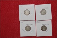 (4) Three Cent Nickels