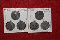 Two Sets of Three Steel Pennies