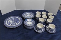 28 Pieces of Blue Willow Broadhurst England China