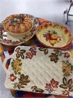 Four pieces of  fall harvestware