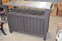 Plastic Patio Cabinet w/ Stainless Steel Top