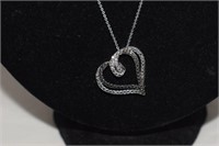 Heart Pendant w/ Black Diamonds and a Chain