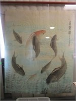 JAPANESE FISH PRINTED ON SILK - 42x48"