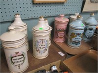 2 TRAYS APOTHECARY CANISTERS - 10" TALL