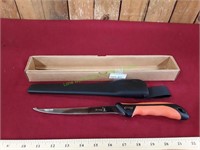 Elk Ridge Knife w/ Belt Sheath Orange Handle