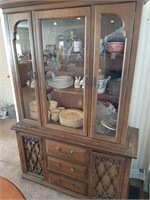 VINTAGE CHINA HUTCH WITH CONTENTS